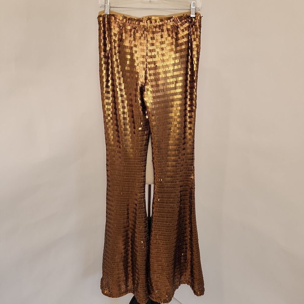 Free People Shimmering Gold Flare Pants - Picture 6 of 6